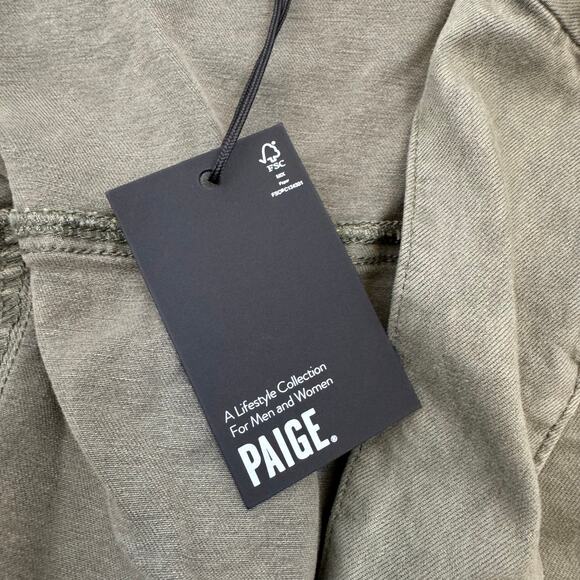 PAIGE Mayslie Twill Puff Sleeve Denim Romper Olive Green Utility NEW Size 4 - Picture 9 of 15